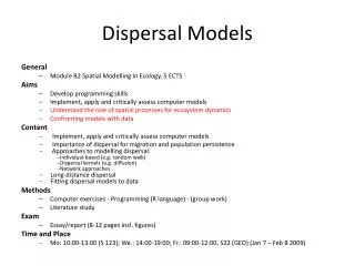 Dispersal Models