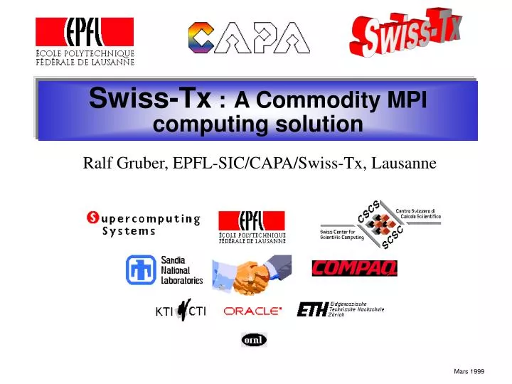 swiss tx a commodity mpi computing solution