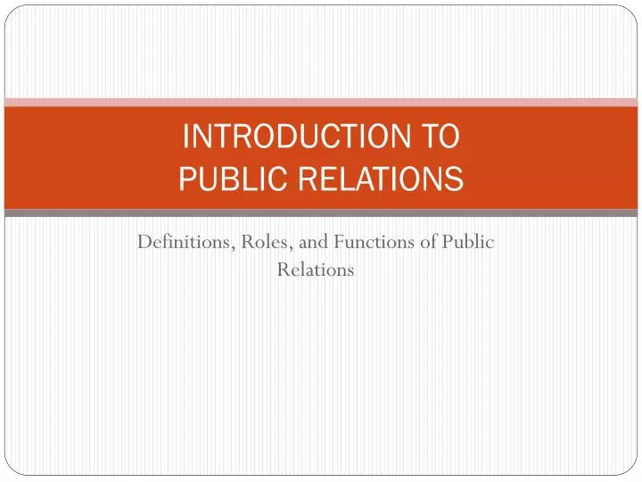 introduction to public relations