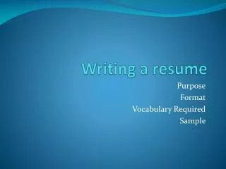 Writing a resume