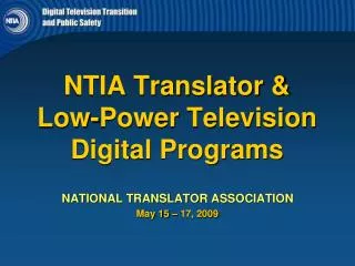 NTIA Translator &amp; Low-Power Television Digital Programs