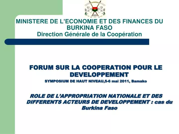 ministere de l economie et des finances du burkina faso direction g n rale de la coop ration