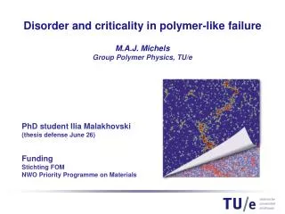 PhD student Ilia Malakhovski (thesis defense June 26) Funding Stichting FOM NWO Priority Programme on Materials