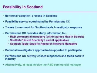 Feasibility in Scotland