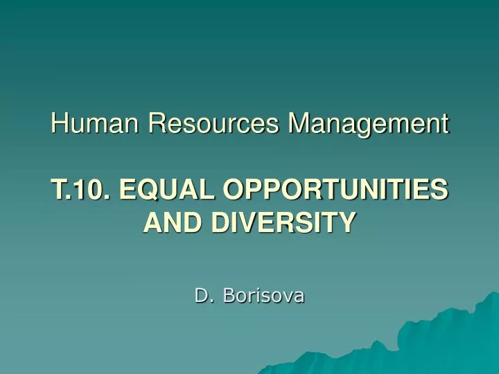 human resources management t 10 equal opportunities and diversity