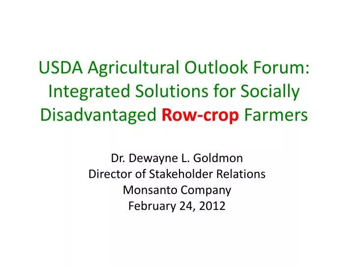 usda agricultural outlook forum integrated solutions for socially disadvantaged row crop farmers
