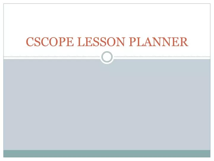 cscope lesson planner