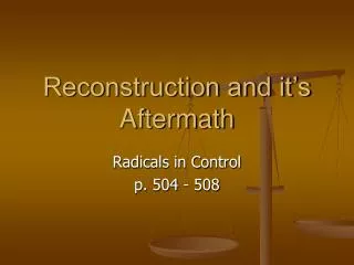reconstruction and it s aftermath
