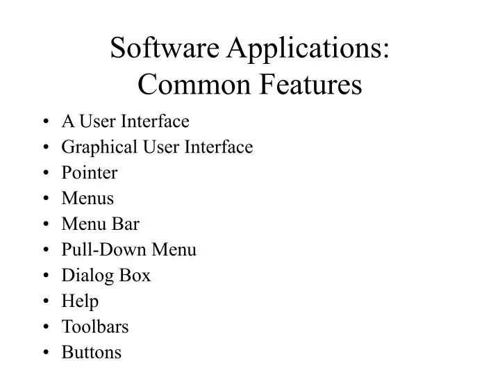 software applications common features