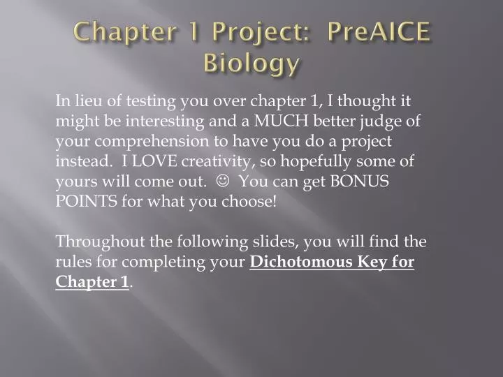 chapter 1 project preaice biology