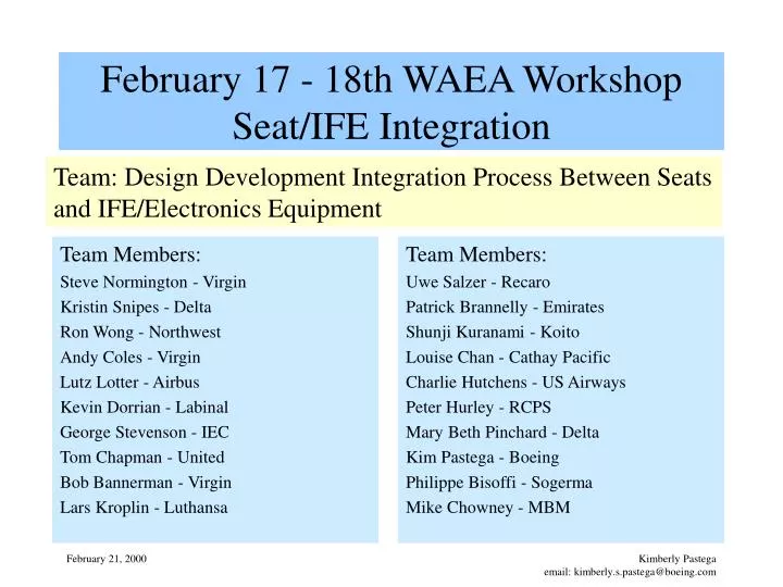 february 17 18th waea workshop seat ife integration