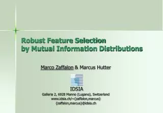 Robust Feature Selection by Mutual Information Distributions