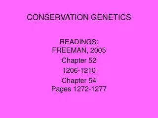 CONSERVATION GENETICS