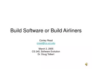 Build Software or Build Airliners