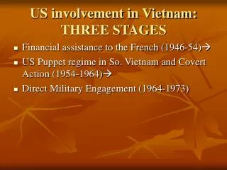 US involvement in Vietnam: THREE STAGES
