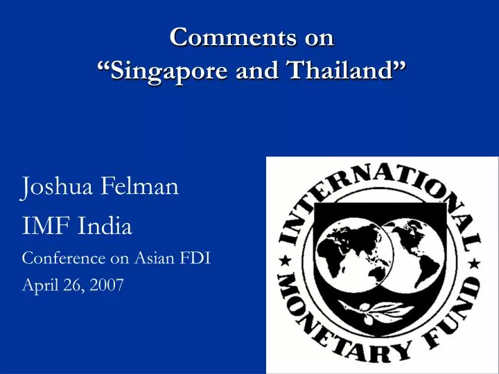 comments on singapore and thailand