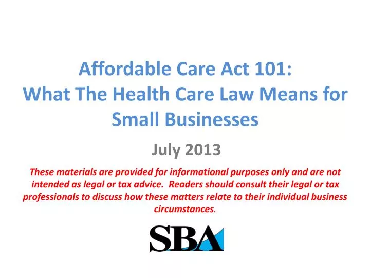 affordable care act 101 what t he health care law means for small businesses