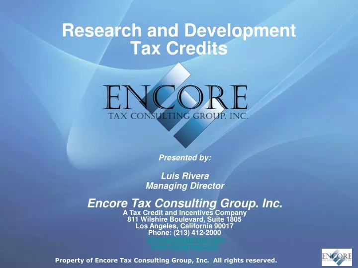 research and development tax credits