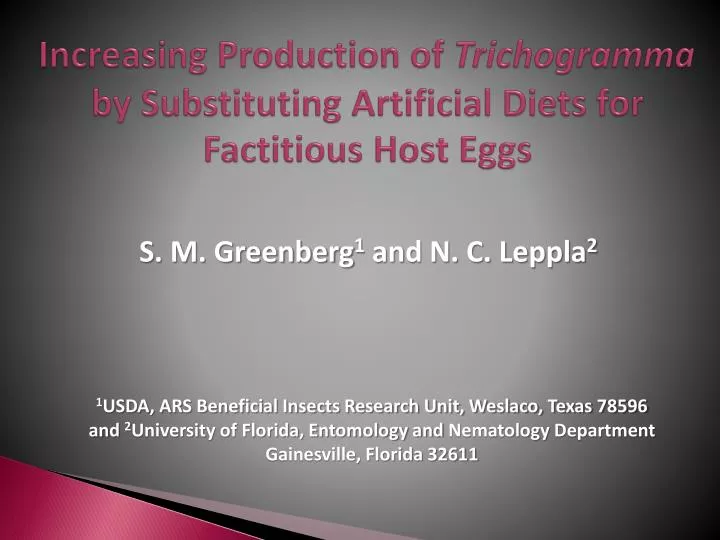 increasing production of trichogramma by substituting artificial diets for factitious host eggs