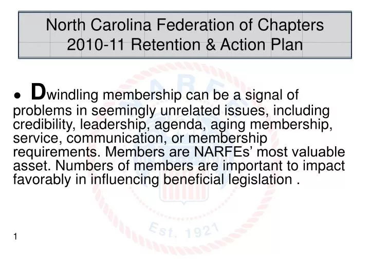 north carolina federation of chapters 2010 11 retention action plan