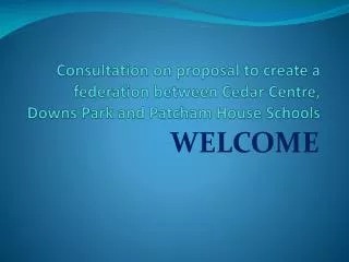 Consultation on proposal to create a federation between Cedar Centre, Downs Park and Patcham House Schools