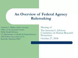 An Overview of Federal Agency Rulemaking