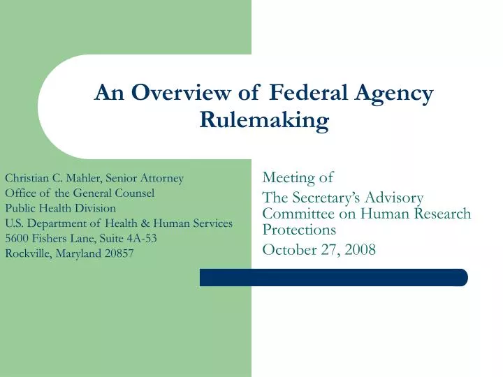 an overview of federal agency rulemaking