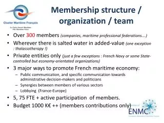 Membership structure / organization / team