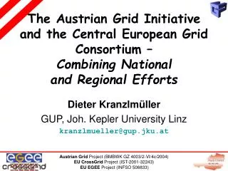 The Austrian Grid Initiative and the Central European Grid Consortium – Combining National and Regional Efforts