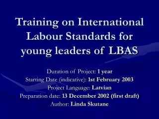 Training on International Labour Standards for young leaders of LBAS