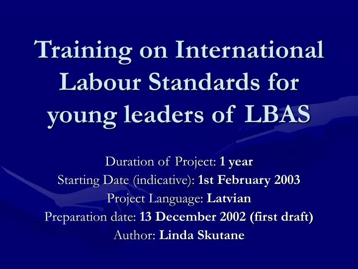 training on international labour standards for young leaders of lbas