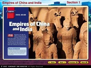 Preview Starting Points Map: China and India Main Idea / Reading Focus The Qin Dynasty The Han Dynasty Map: Qin and Han