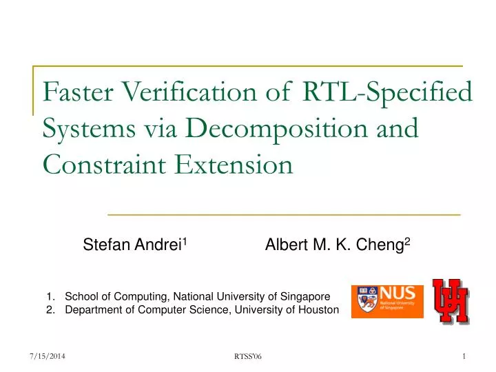 faster verification of rtl specified systems via decomposition and constraint extension