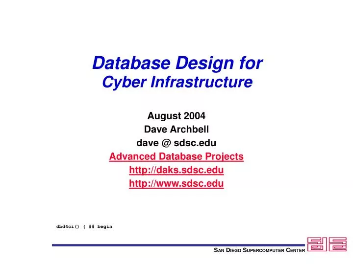 database design for cyber infrastructure