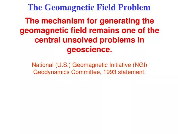 the geomagnetic field problem