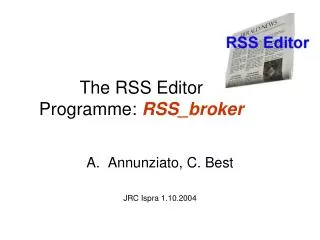 The RSS Editor Programme: RSS_broker
