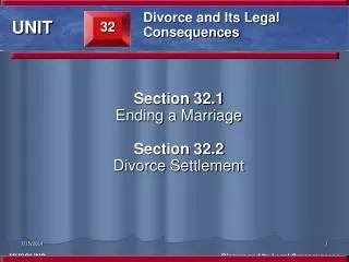 Section 32.1 Ending a Marriage Section 32.2 Divorce Settlement