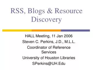 RSS, Blogs &amp; Resource Discovery