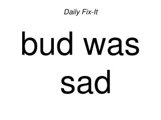 Daily Fix-It bud was sad