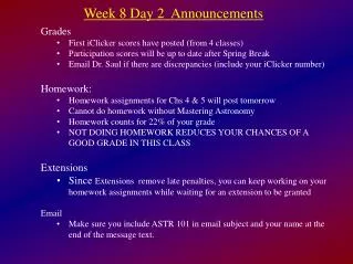 Week 8 Day 2 Announcements