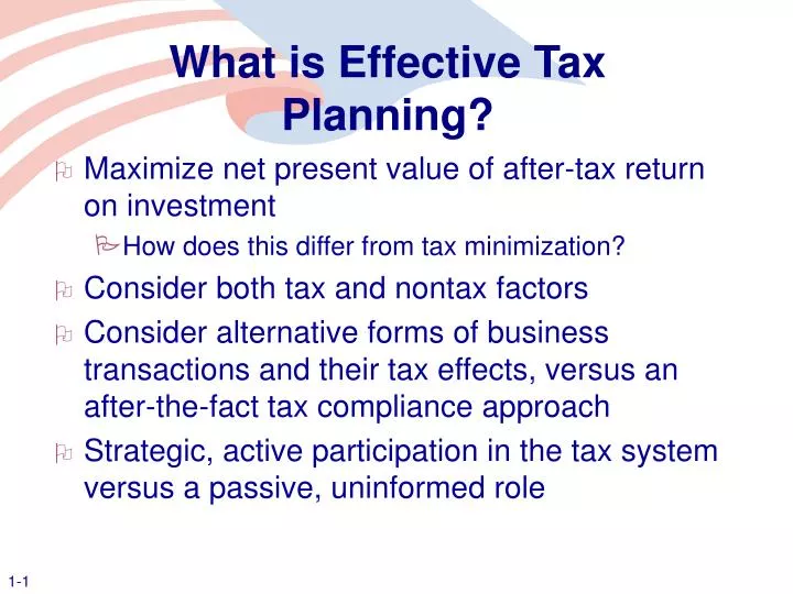 what is effective tax planning