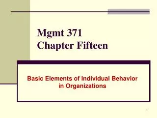 Mgmt 371 Chapter Fifteen