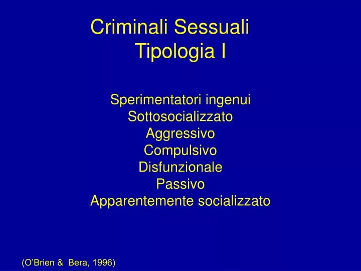 criminali sessuali tipologia i