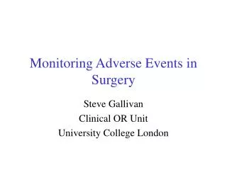 Monitoring Adverse Events in Surgery
