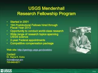 USGS Mendenhall Research Fellowship Program
