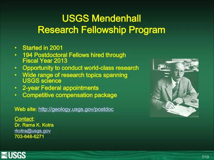 usgs mendenhall research fellowship program