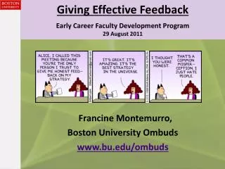 Giving Effective Feedback Early Career Faculty Development Program 29 August 2011