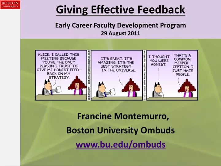 giving effective feedback early career faculty development program 29 august 2011