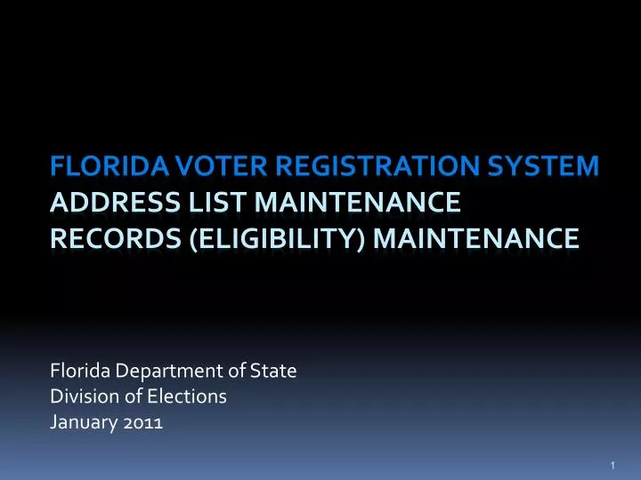 florida department of state division of elections january 2011