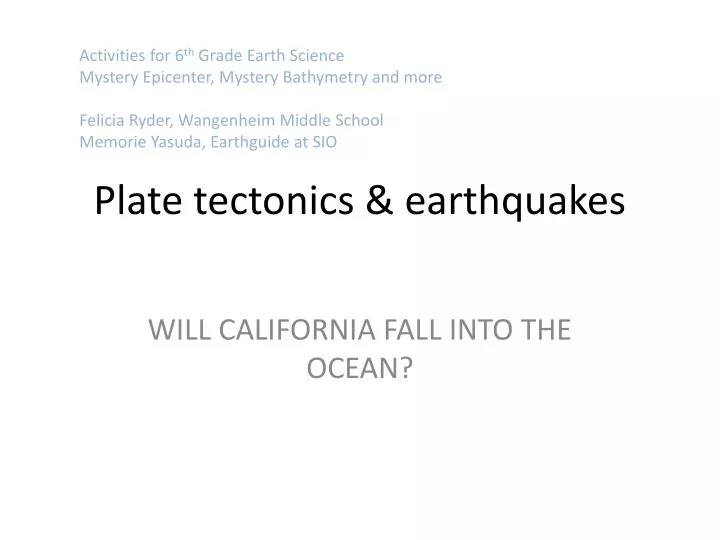 plate tectonics earthquakes